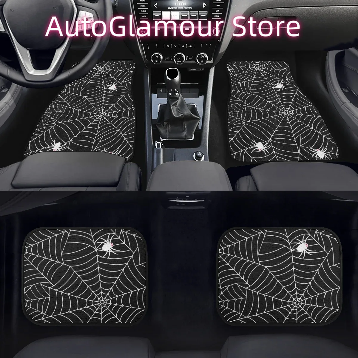Interior Design Web Free - 黒蜘蛛の巣デザイン車のフロアマットプロテクター洗える滑り止めカーペットカーアクセサリー男性女性用インテリアプリントオンデマンド