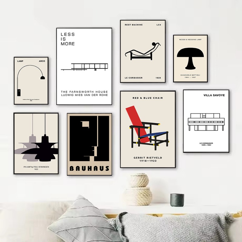 Interior Design Ideas - クラシックファーンズワースハウスバウハウスデザイン抽象建築ポスターキャンバス絵画壁アート写真ホームインテリア装飾