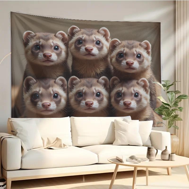 かわいいフェレットグループタペストリー壁掛けリビングルーム寝 - Interior Design Ideas のレビューと価格