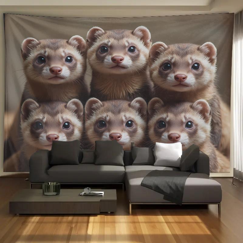 かわいいフェレットグループタペストリー壁掛けリビングルーム寝 - Interior Design Ideas のレビューと価格