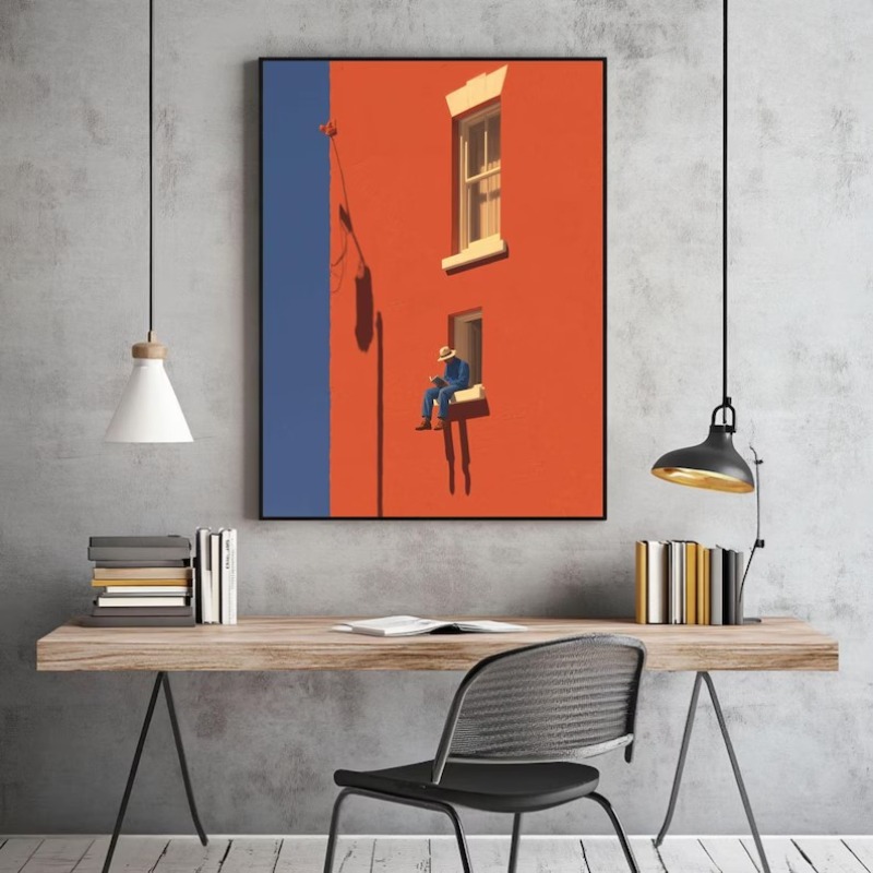 ヴィンテージミニマリスト抽象的な暖かい晴れた日差しの下で読書 - Interior Design House のレビューと価格