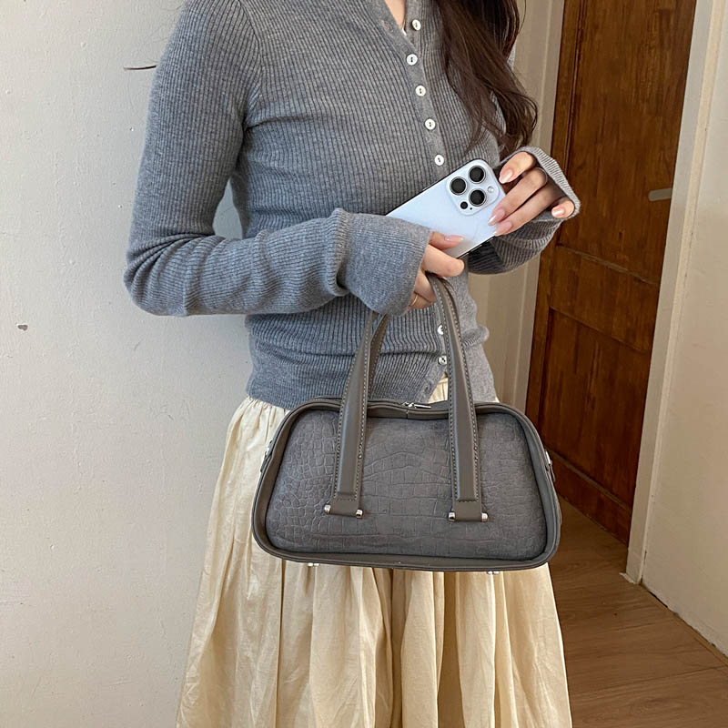 レトロなクロコダイル柄ミニボストンハンドバッグ 女性用 ダブ - Interior Design Texture のレビューと価格