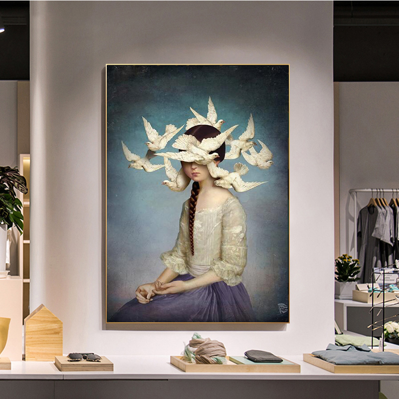 フレームレス北欧モダン契約人物画白鳩キャンバス絵画リビングル - Interior Design House のレビューと価格
