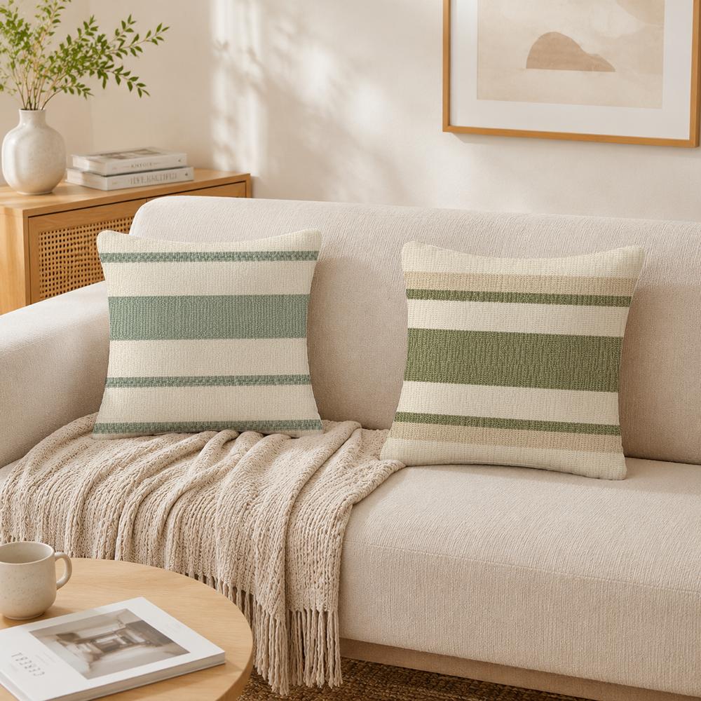 ナチュラルなストライプテクスチャのアートクッションカバー、枕 - Textured Throw Natural のレビューと価格
