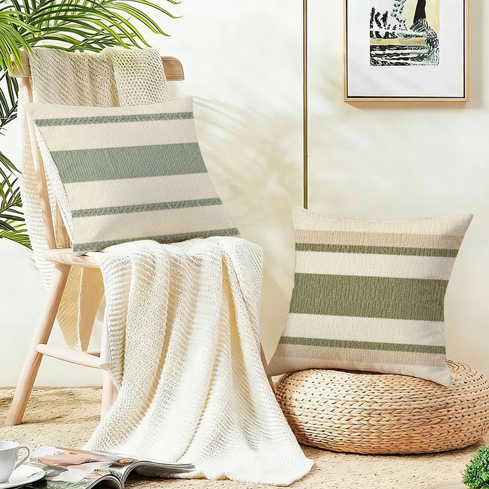 ナチュラルなストライプテクスチャのアートクッションカバー、枕 - Textured Throw Natural のレビューと価格