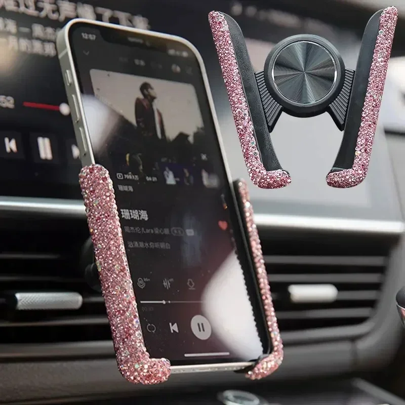 ダイヤモンド車載電話ホルダー ラインストーン エアベント ス - Interior Design Texture のレビューと価格