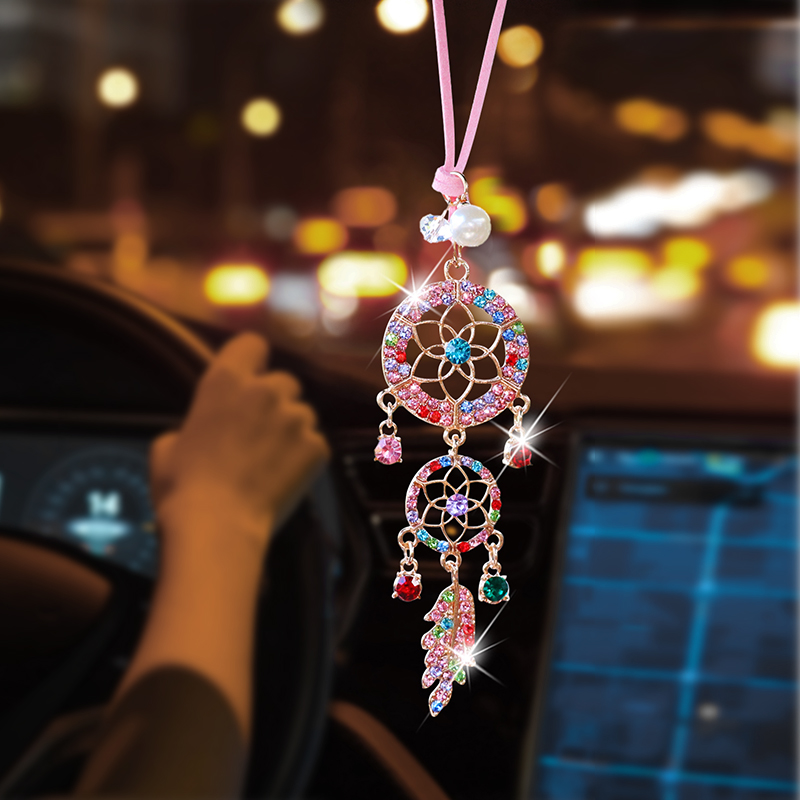 ダイヤモンドがちりばめられた花の形のドリームキャッチャーカー - Interior Design Texture のレビューと価格