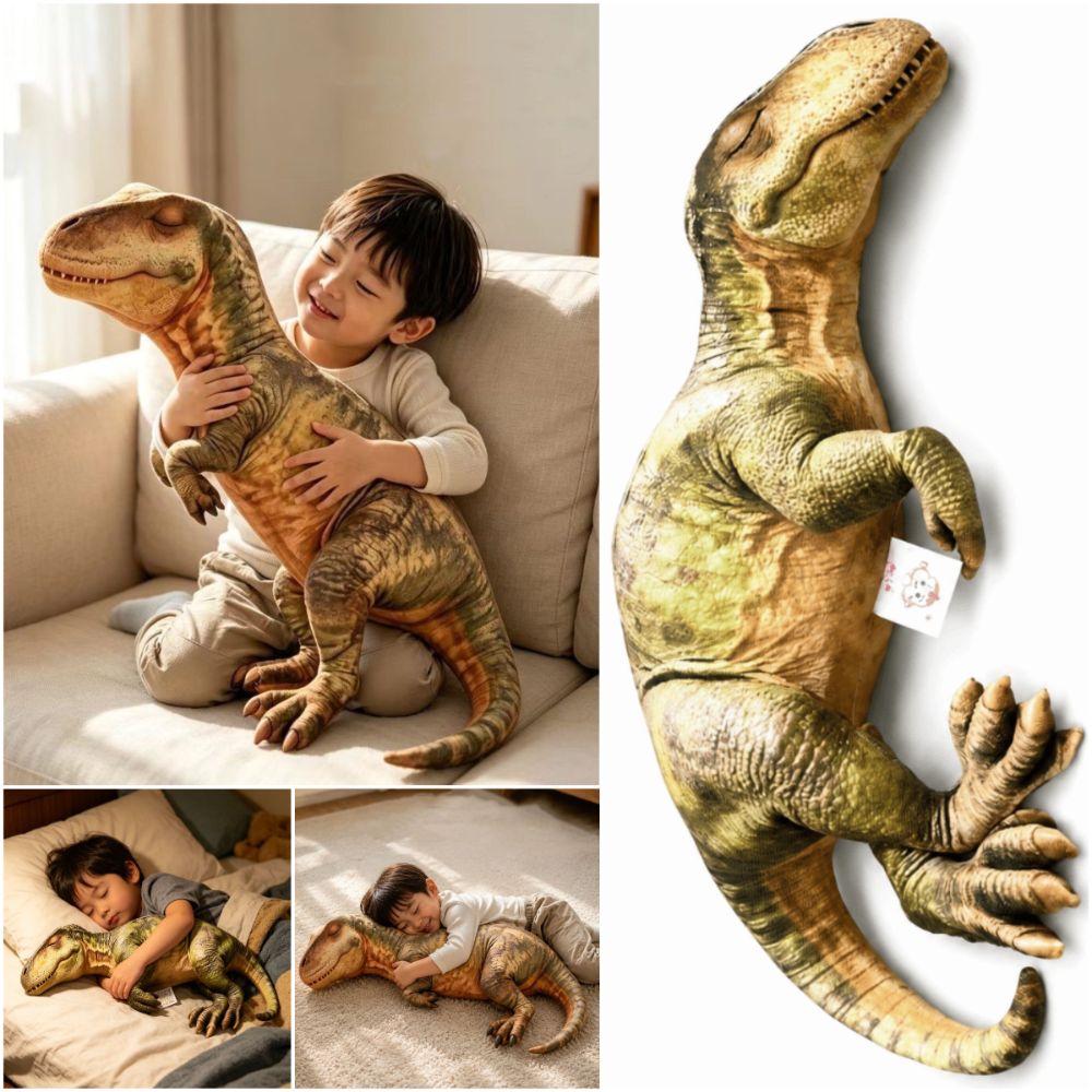 3Dデザイン恐竜枕、リアルな恐竜の綿入りクッション、心地よい - Textured Throw Natural のレビューと価格