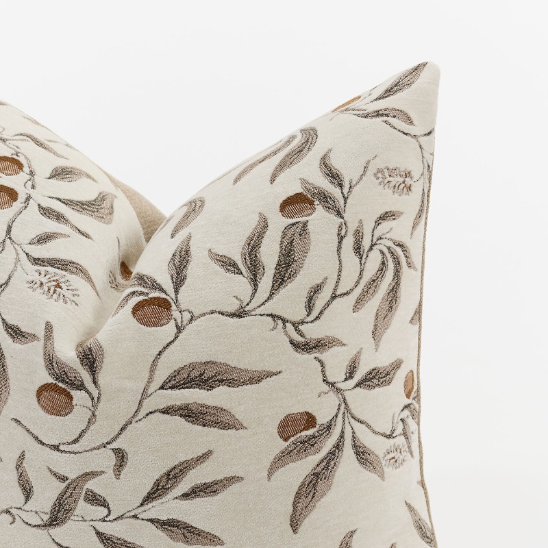 クリームベージュのシェニール織りボタニカルジャカード枕カバー - Textured Throw Natural のレビューと価格